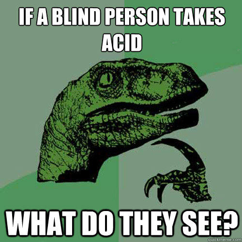 If a blind person takes acid What do they see? - If a blind person takes acid What do they see?  Philosoraptor