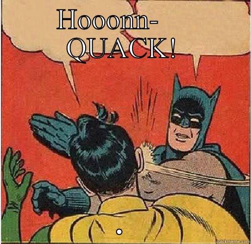 HOOONN-     QUACK! . Batman Slapping Robin