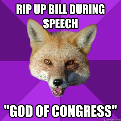 Rip up bill during speech 