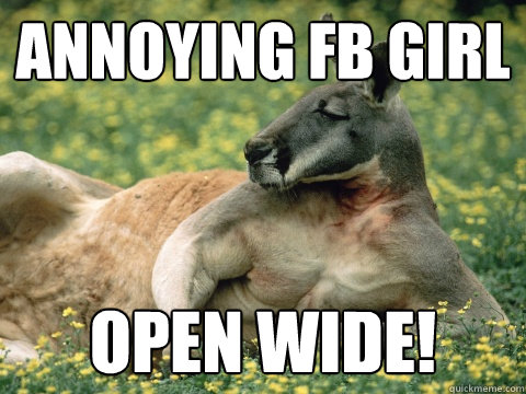 annoying fb girl open wide! - annoying fb girl open wide!  Quickmeme Critic Kangaroo