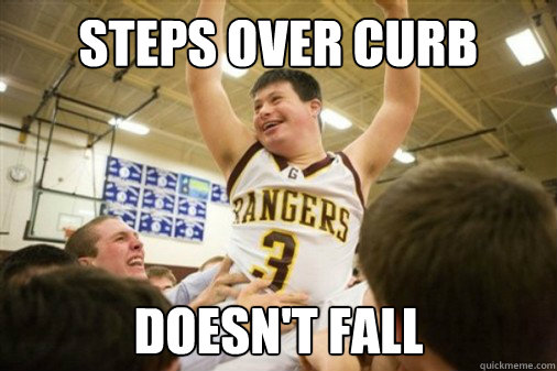 Steps over Curb Doesn't Fall - Steps over Curb Doesn't Fall  Down Syndrome Success Kid