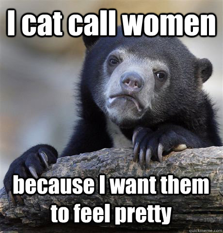 I cat call women  because I want them to feel pretty  Confession Bear