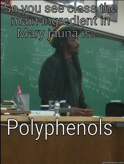 SO YOU SEE CLASS THE MAIN INGREDIENT IN MARY JAUNA IS.... POLYPHENOLS Rasta Science Teacher