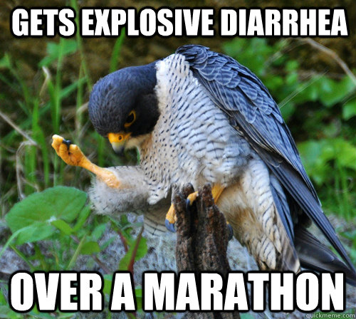 Gets explosive diarrhea  over a marathon - Gets explosive diarrhea  over a marathon  Success Falcon