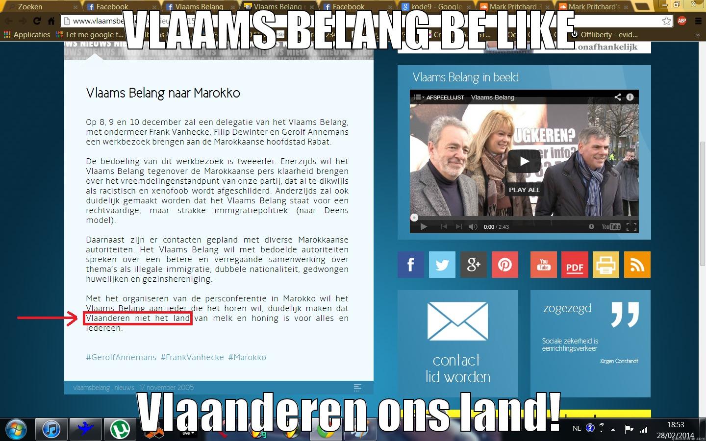 VLAAMS BELANG BE LIKE VLAANDEREN ONS LAND! Misc