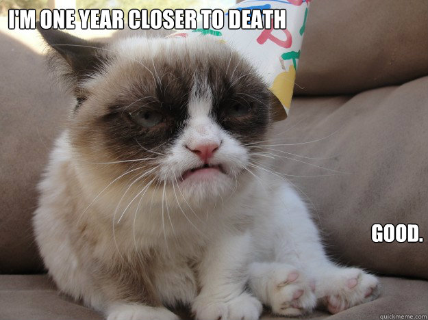 I'm one year closer to death good. - I'm one year closer to death good.  grumpycatBD