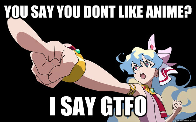 You say you dont like anime? I say GTFO  