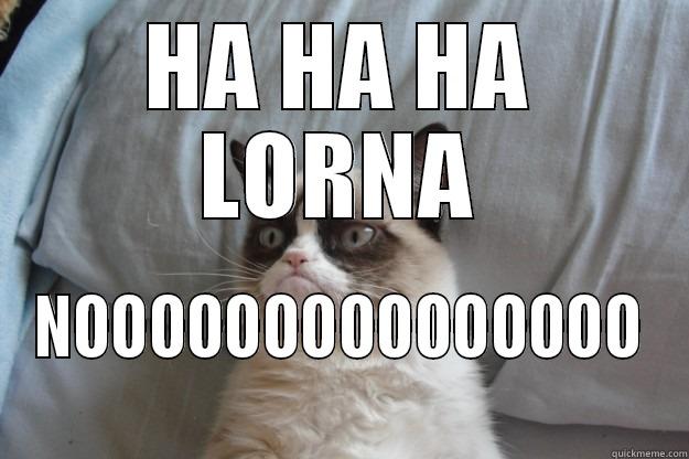 HA HA HA LORNA NOOOOOOOOOOOOOOO Grumpy Cat