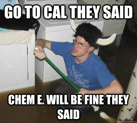 Go to Cal they said Chem E. will be fine they said  They said