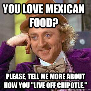 You love mexican food? Please, tell me more about how you 