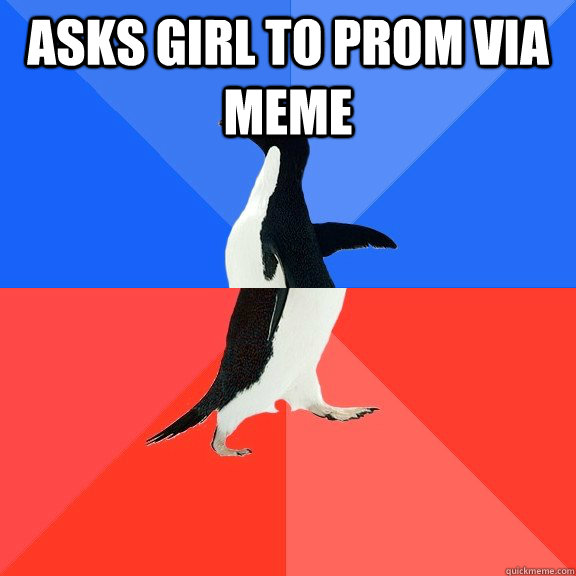 Asks girl to Prom via meme   Socially Awkward Awesome Penguin
