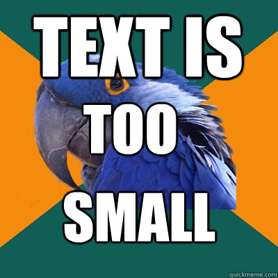 TEXT IS  Too small  Paranoid Parrot