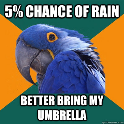 5% chance of rain Better bring my umbrella  Paranoid Parrot