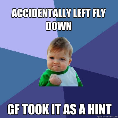 Accidentally left fly down GF took it as a hint - Accidentally left fly down GF took it as a hint  Success Baby