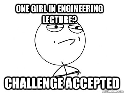 One girl in engineering lecture? Challenge Accepted  Challenge Accepted
