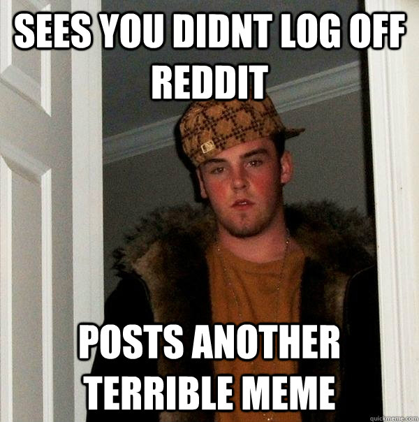 sees you didnt log off reddit posts another terrible meme  Scumbag Steve