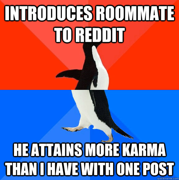 introduces roommate to reddit He attains more karma than i have with one post  Socially Awesome Awkward Penguin
