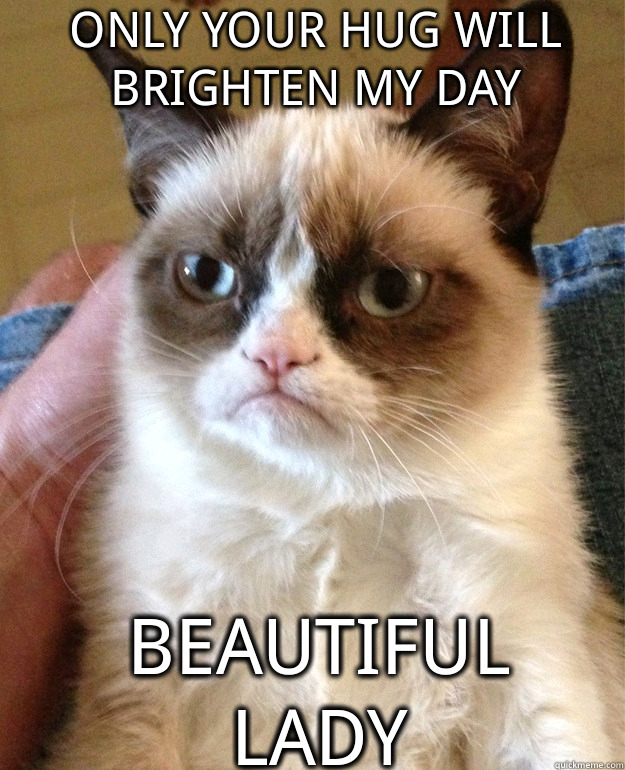 only your hug will brighten my day beautiful lady  Grumpy Cat
