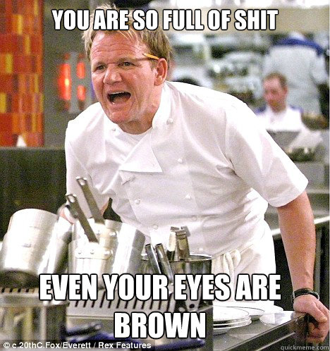 You are so full of shit even your eyes are brown  gordon ramsay