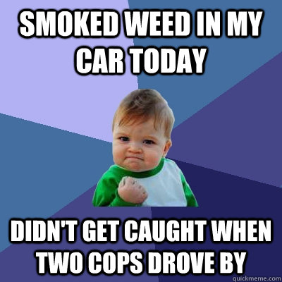 Smoked weed in my car today didn't get caught when two cops drove by   Success Kid