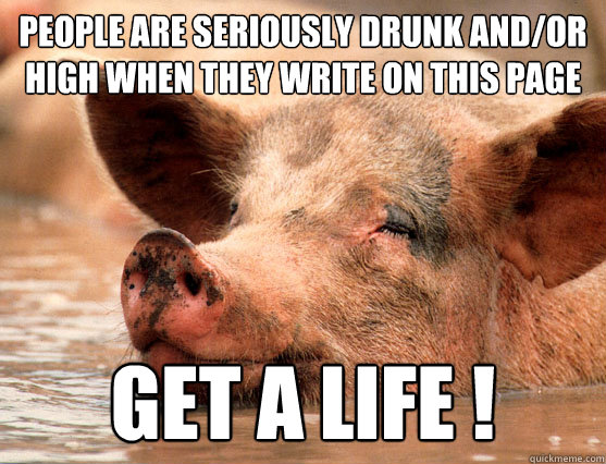 People are seriously drunk and/or high when they write on this page get a life !  Stoner Pig