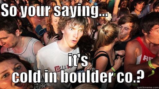 SO YOUR SAYING...                   IT'S COLD IN BOULDER CO.? Sudden Clarity Clarence