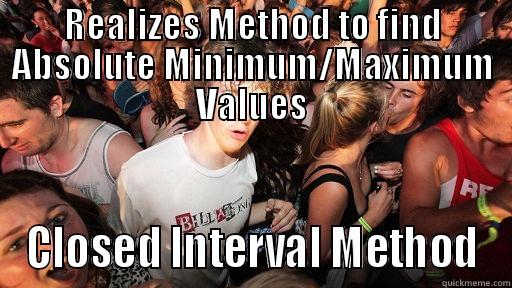 REALIZES METHOD TO FIND ABSOLUTE MINIMUM/MAXIMUM VALUES CLOSED INTERVAL METHOD Sudden Clarity Clarence