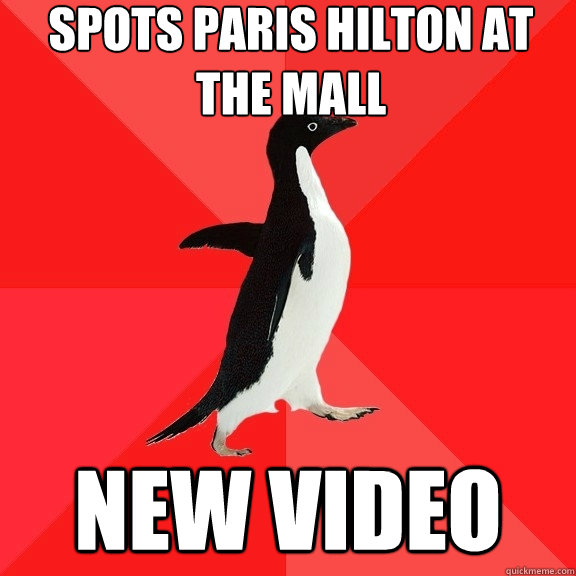 spots paris hilton at the mall new video  Socially Awesome Penguin