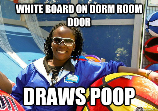 White board on dorm room door draws poop  Cedar Point employee