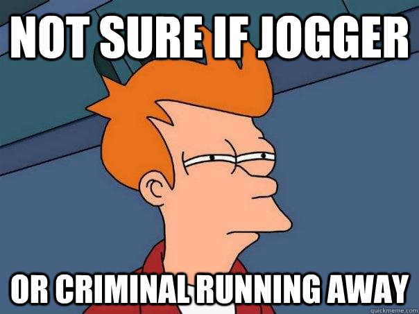 Not sure if jogger Or criminal running away  Futurama Fry
