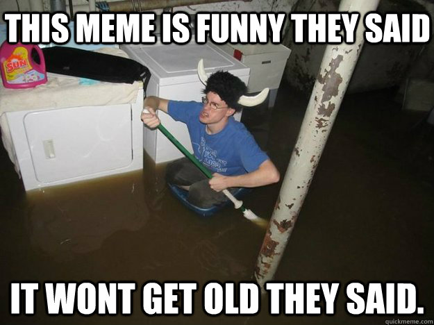 This meme is funny they said It wont get old they said.  Do the laundry they said