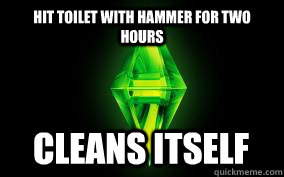 Hit toilet with hammer for two hours Cleans itself - Hit toilet with hammer for two hours Cleans itself  Sims