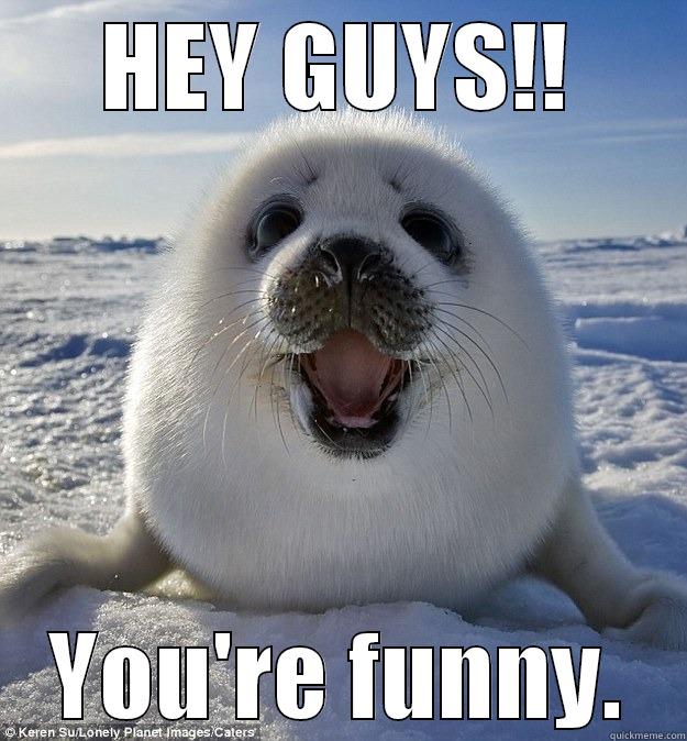 HEY GUYS!! YOU'RE FUNNY. Easily Pleased Seal