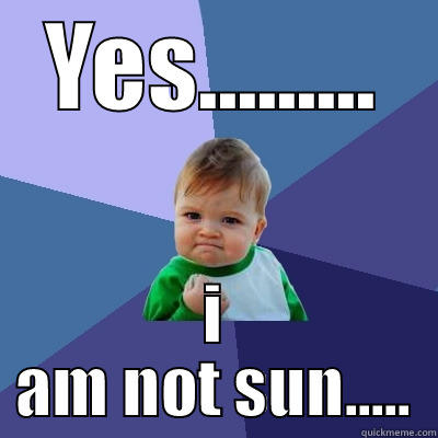 YES......... I AM NOT SUN..... Success Kid