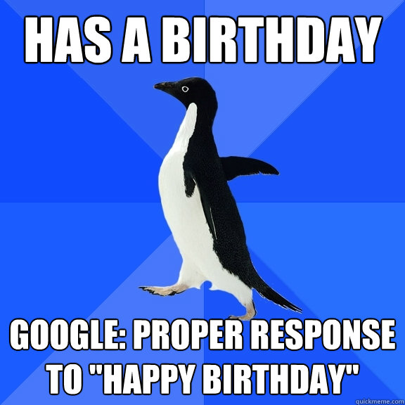 Has a birthday Google: proper response to 