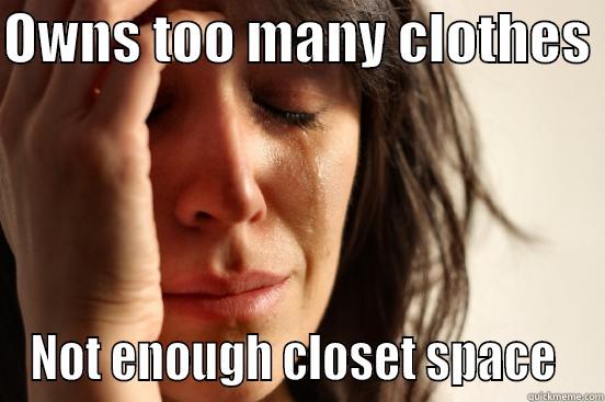 OWNS TOO MANY CLOTHES  NOT ENOUGH CLOSET SPACE  First World Problems