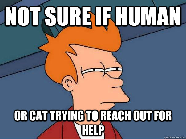 Not sure if human Or cat trying to reach out for help  Futurama Fry