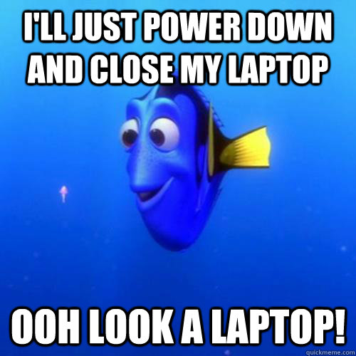 I'll Just power down and close my laptop ooh look a laptop! - I'll Just power down and close my laptop ooh look a laptop!  dory