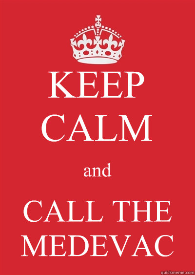 KEEP CALM and CALL THE
MEDEVAC  Keep calm or gtfo