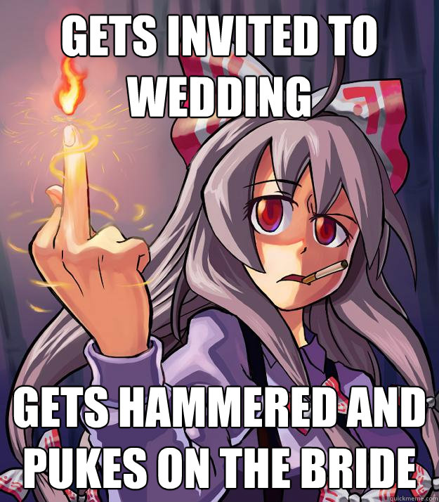 gets invited to wedding gets hammered and pukes on the bride  