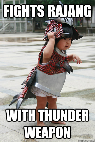 Fights Rajang With Thunder Weapon  