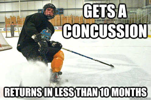 Gets a concussion Returns in less than 10 months - Gets a concussion Returns in less than 10 months  Hockey Player