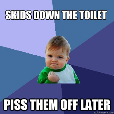 Skids down the toilet Piss them off later  Success Kid