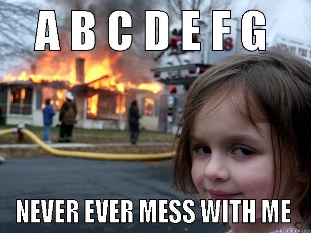 A B C D E F G NEVER EVER MESS WITH ME Disaster Girl