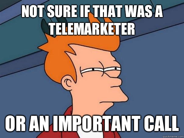 Not sure if that was a telemarketer Or an important call  Futurama Fry
