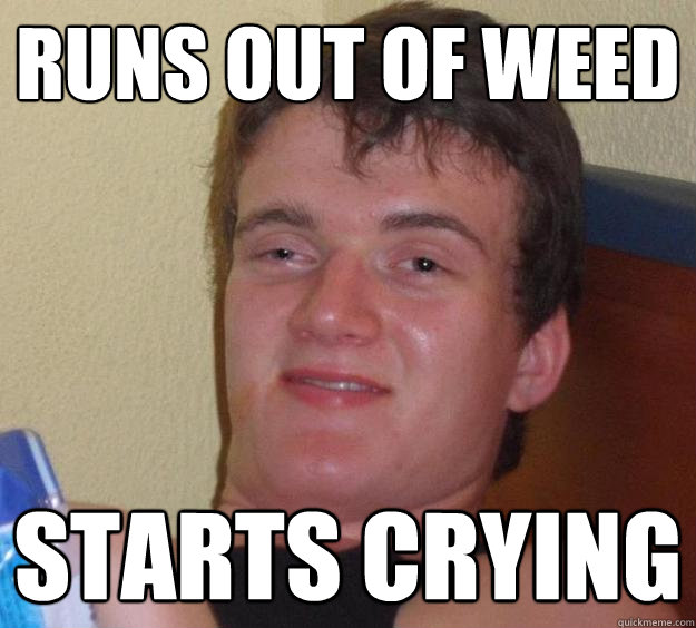 Runs out of weed starts crying  10 Guy