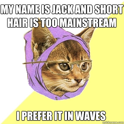 my name is jack and Short hair is too mainstream I prefer it in waves  Hipster Kitty