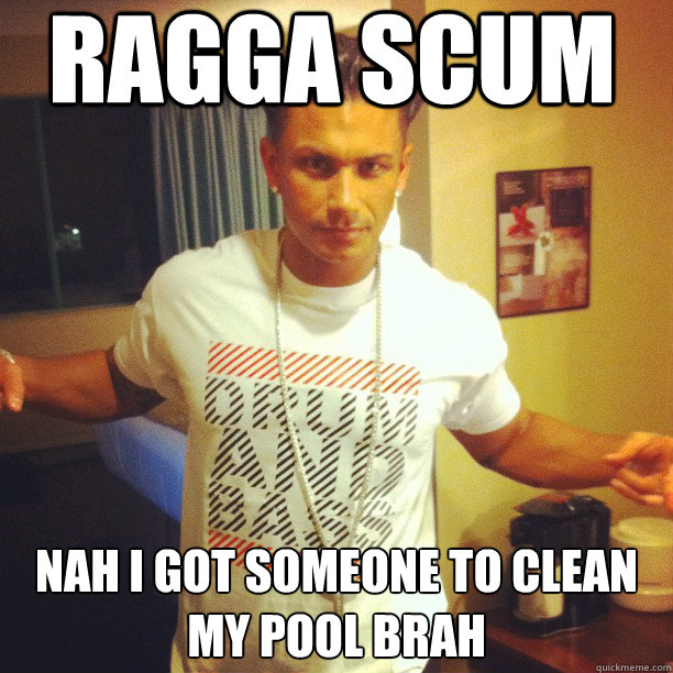 Ragga Scum Nah I got someone to clean my pool brah  Drum and Bass DJ Pauly D