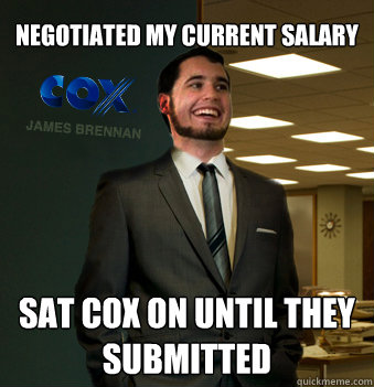 Negotiated my current salary Sat Cox on until they submitted  Success Chunk