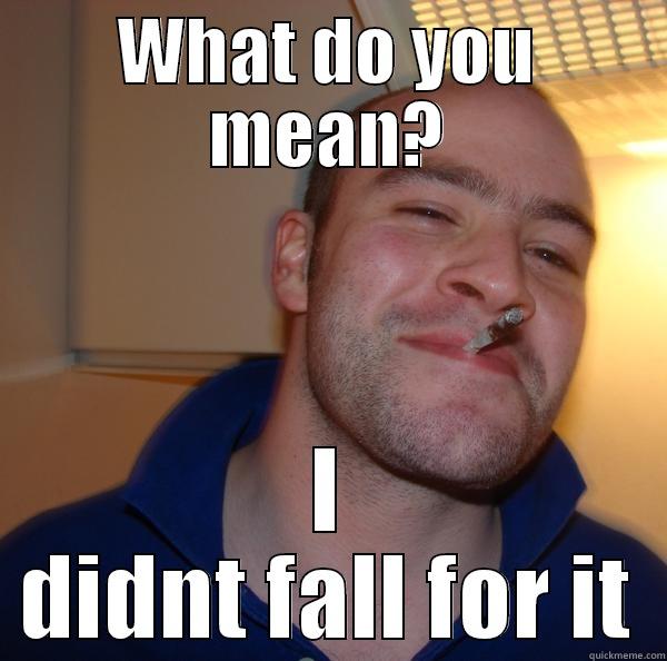 WHAT DO YOU MEAN? I DIDNT FALL FOR IT Good Guy Greg 